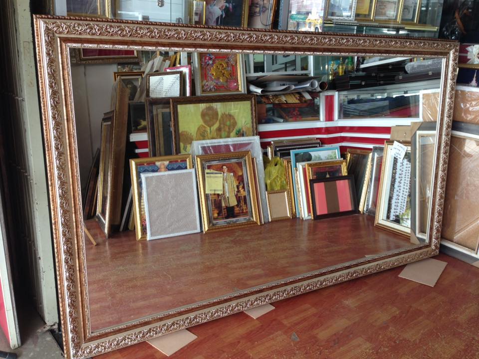 กรอบกระจกเงา 120x200 cm วัดขอบนอก ขอบหนากรอบ 4"