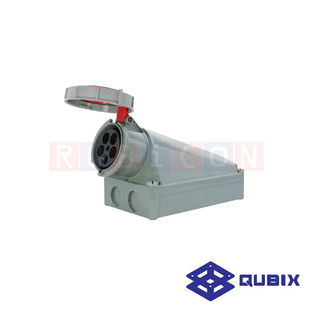 QUBIX AJ-1452 ปลั๊กพาวเวอร์ตัวเมียติดลอยกันน้ำ 5 ขา 3P+N+E 125A 220-415V 6H IP67