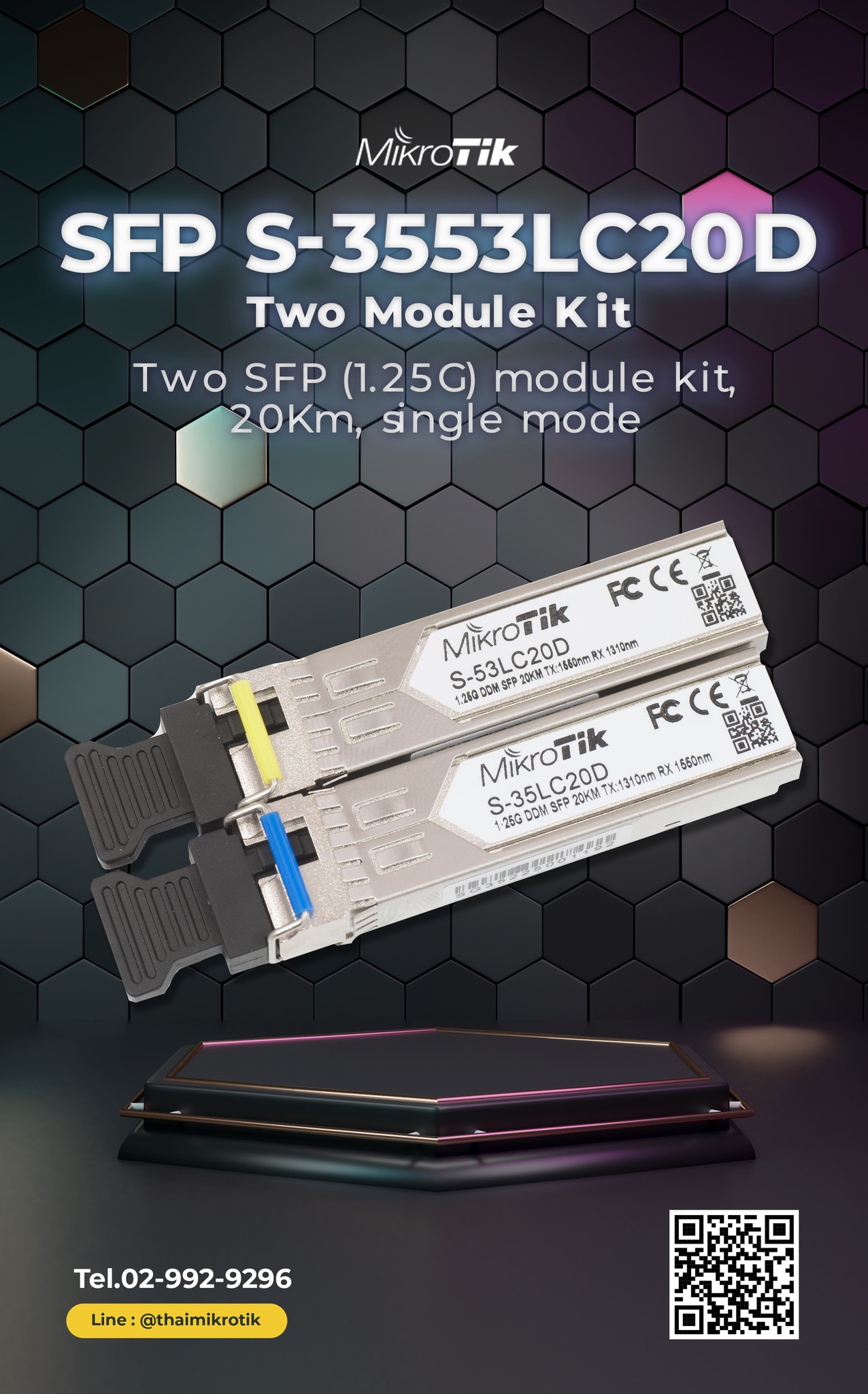 Mikrotik SFP S-3553LC20D Two Module Kit