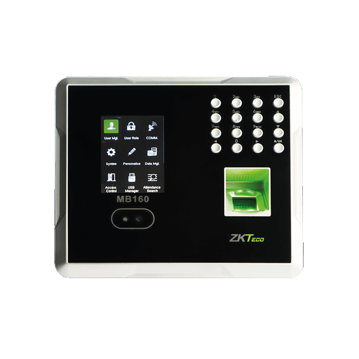 เครื่องแสกนหน้า, แสกนลายนิ้วมือ รองรับการใช้บัตร สำหรับลงเวลาทำงาน ยี่ห้อ ZKTECO รุ่น ZK-MB160