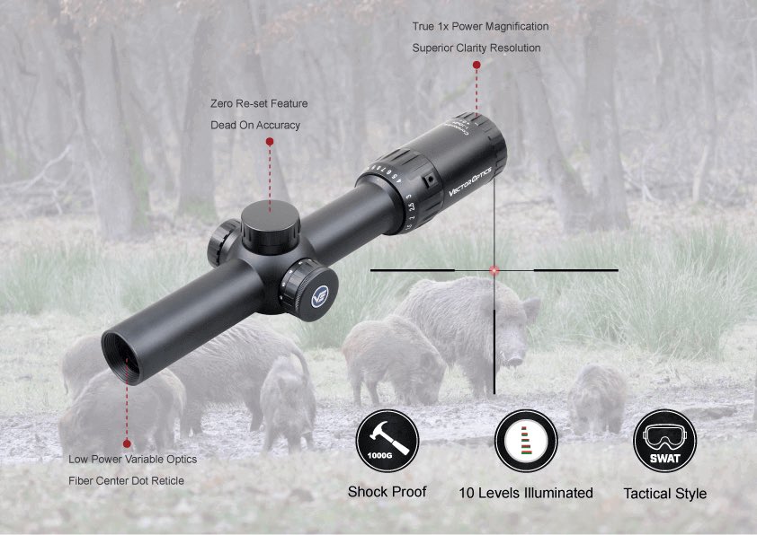 VECTOR OPTICS Constantine 1-10x24 Riflescope Fiber Dot Reticle