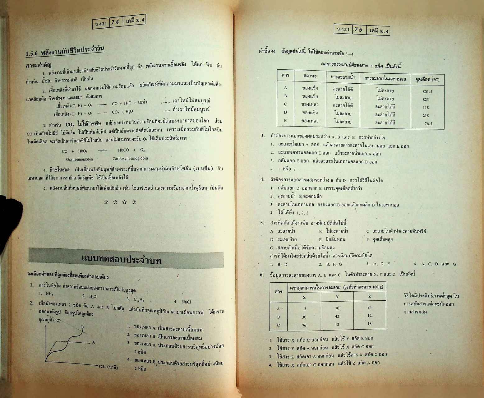 แบบฝึกการเรียนและเสริมประสบการณ์ เคมี ม.4 เล่ม 1 ว 431