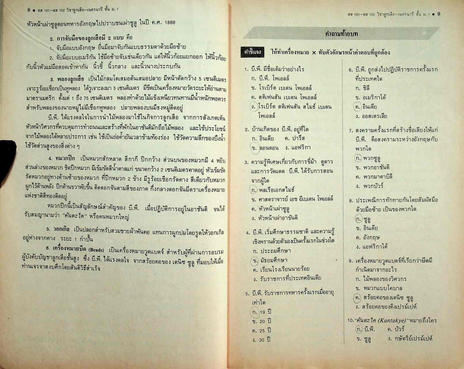 วิชาลูกเสือ-เนตรนารี รายวิชา ลส 101 - ลส 102 สำหรับชั้นมัธยมศึกษาปีที่ 1