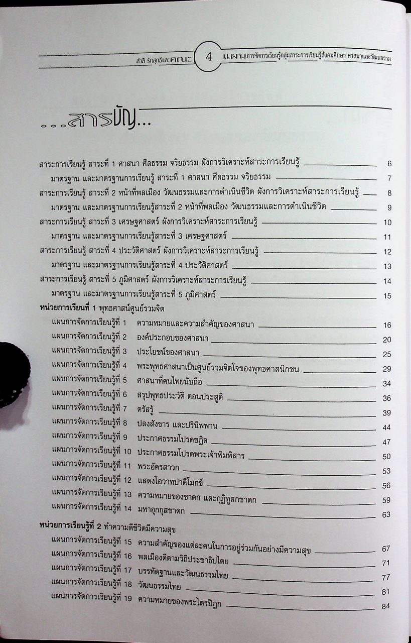 แผนการจัดการเรียนรู้การศึกษาขั้นพื้นฐาน พุทธศักราช 2544 กลุ่มสาระการเรียนรู้สังคมศึกษา ศาสนาและวัฒนธรรม ป.4 ภาคเรียนที่ 1