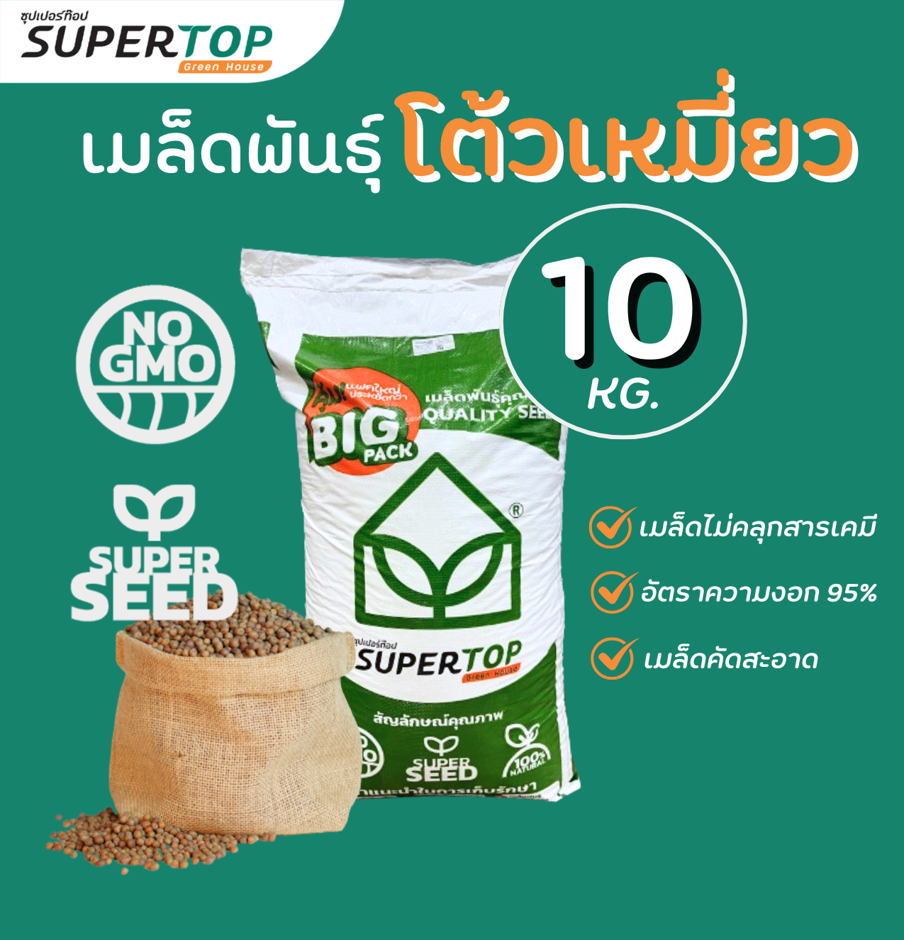 เมล็ดเพาะต้นอ่อน SUPERTOP | ยกกระสอบ 10 KG.