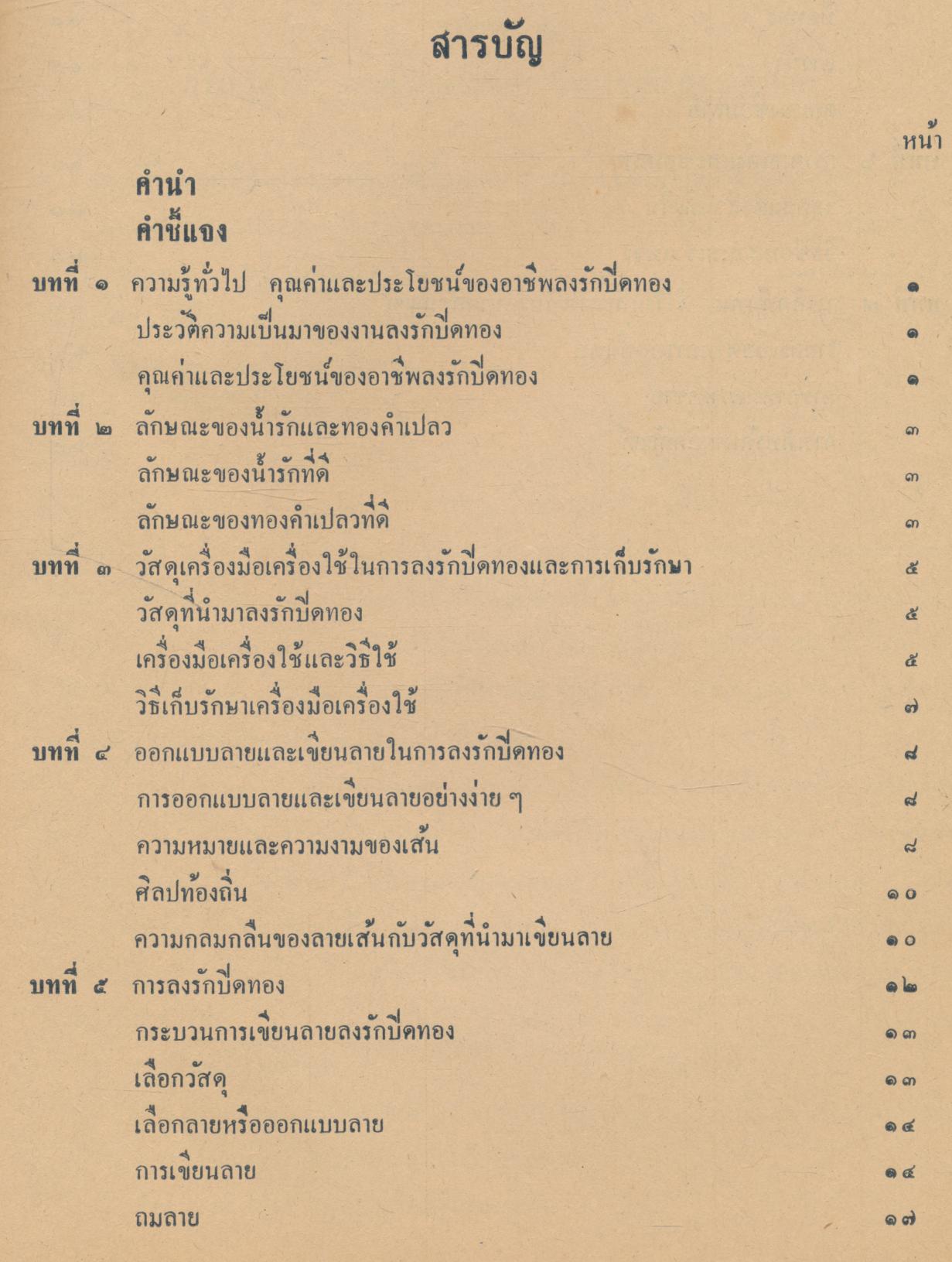 จุลสารประกอบการเรียนวิชาอาชีพ ตามหลักสูตรมัธยมศึกษาตอนต้น พุทธศักราช ๒๕๒๑ หมวดศิลปและหัตถกรรม วิชา งานลงรักปิดทอง (ศห.ท. ๐๘๓)