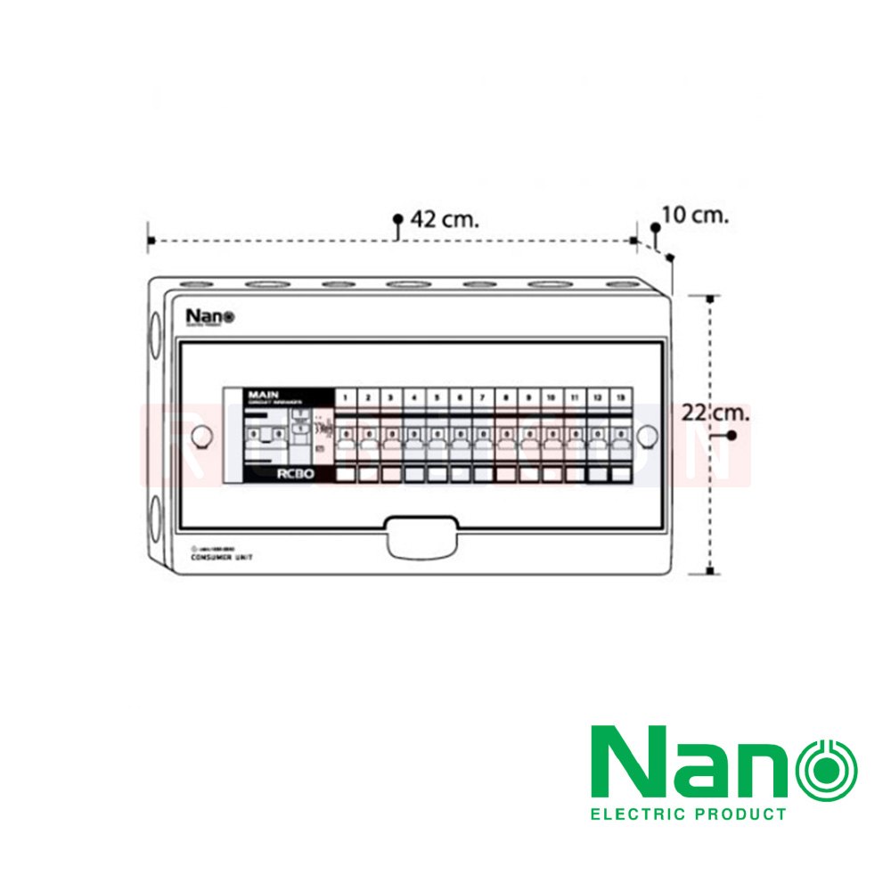 Nano Electric® CR50B-13 ตู้คอนซูเมอร์ยูนิต SHIHLIN/NANO เมน+13ช่อง ( พร้อมเมนกัดดูด 63 A+ลูกย่อย) ( 1 ชิ้น/กล่อง )