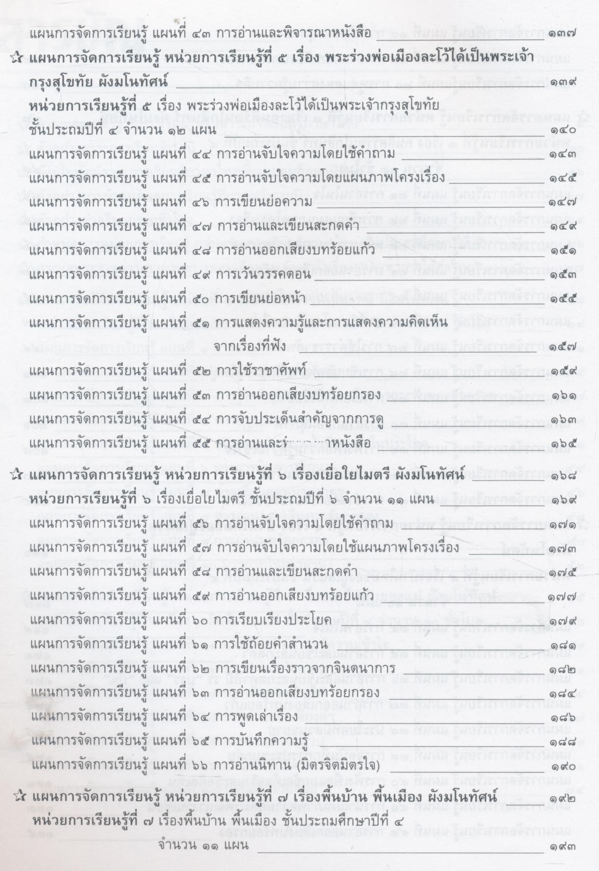 แผนการจัดการเรียนรู้ (รายชั่วโมง) กลุ่มสาระการเรียนรู้ภาษาไทย ชั้นประถมศึกษาปีที่ ๔ ภาคเรียนที่ ๑