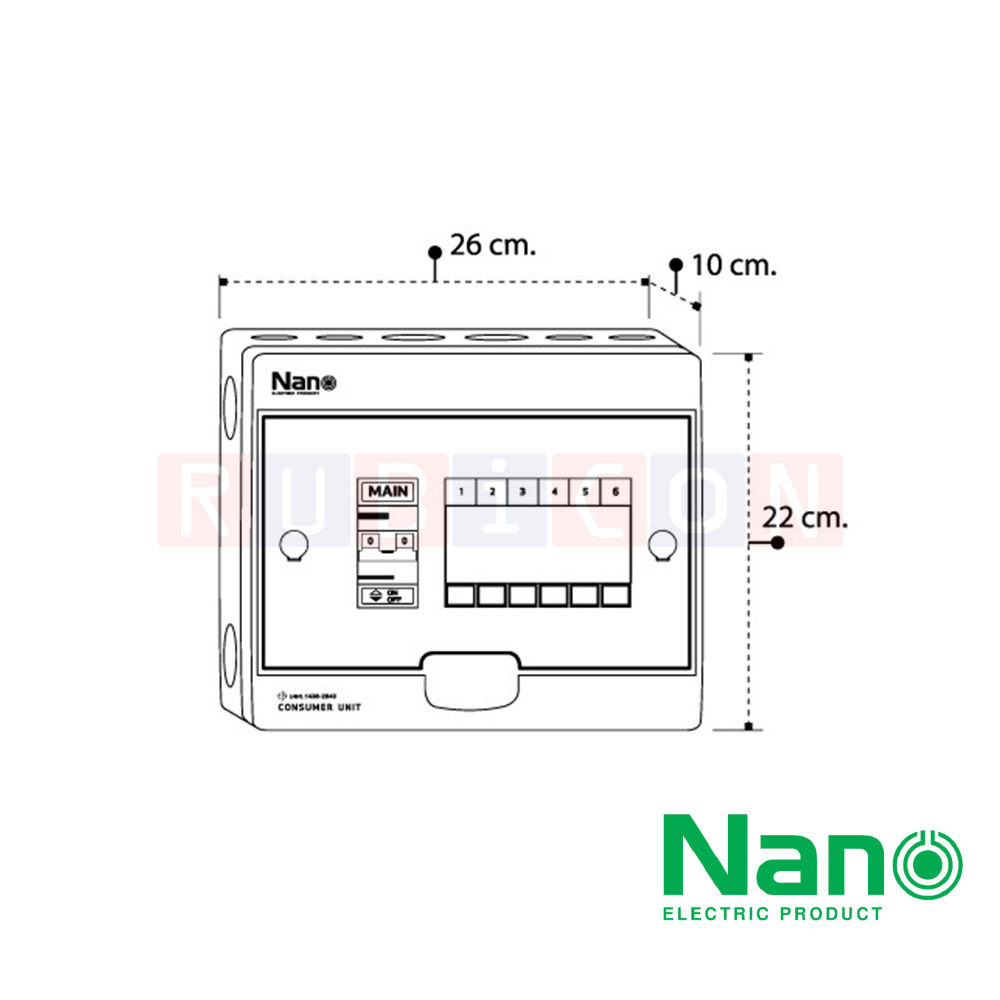 Nano Electric® CM50-06 ตู้คอนซูเมอร์ยูนิต SHIHLIN/NANO เมน+6ช่อง ( พร้อมเมน 50 A) ( 1 ชิ้น/กล่อง )