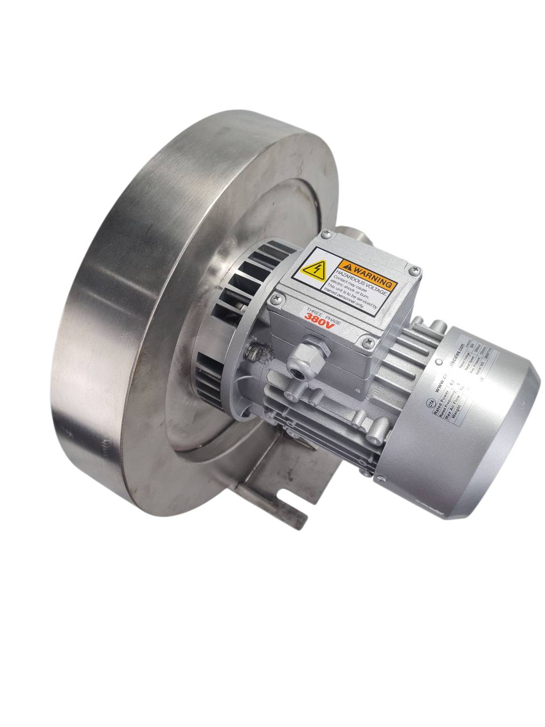 พัดลมโบเวอร์หอยโข่งสแตนเลส304 ขนาด 0.5แรงม้า ไฟ380V ทนกัดกร่อนสูงและทนความร้อนสูง