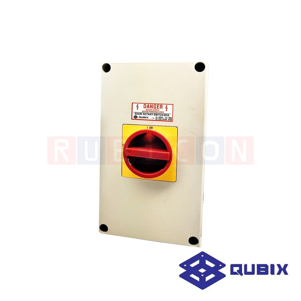 QUBIX SAA80-300011 โรตารี่ สวิตช์พร้อมกล่อง 3P 80A 15kW / 22kW (ROTARY SWITCHES SAA-SERIES WITH PADLOCK)