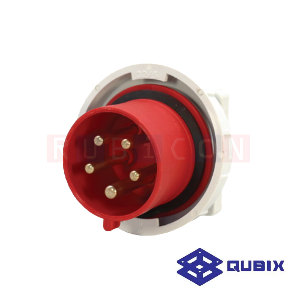QUBIX AJ-6252 ปลั๊กพาวเวอร์ตัวผู้ฝังกันน้ำ 5 ขา 3P+N+E 32A 220-415V 6H IP67