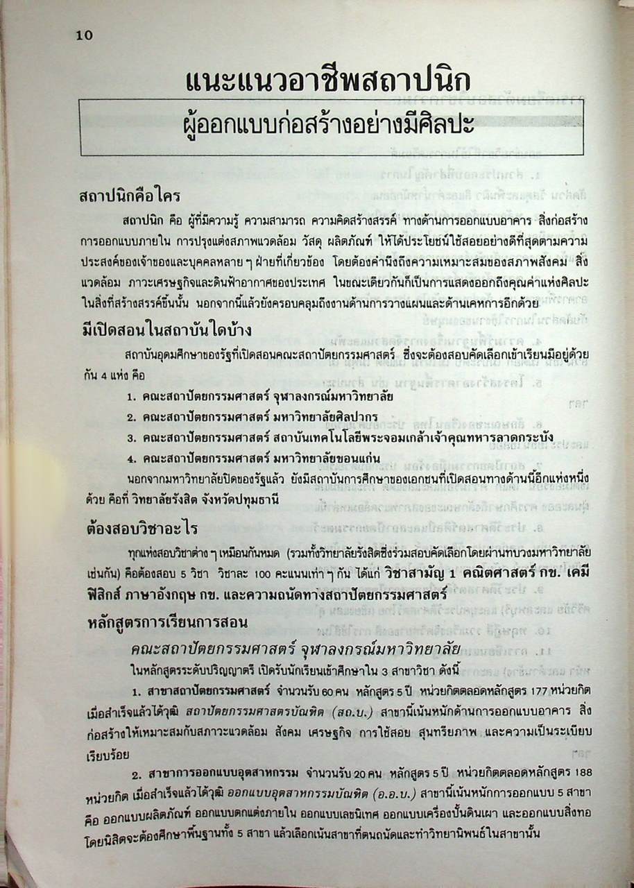 รวมข้อสอบ ความถนัดทางสถาปัตย์