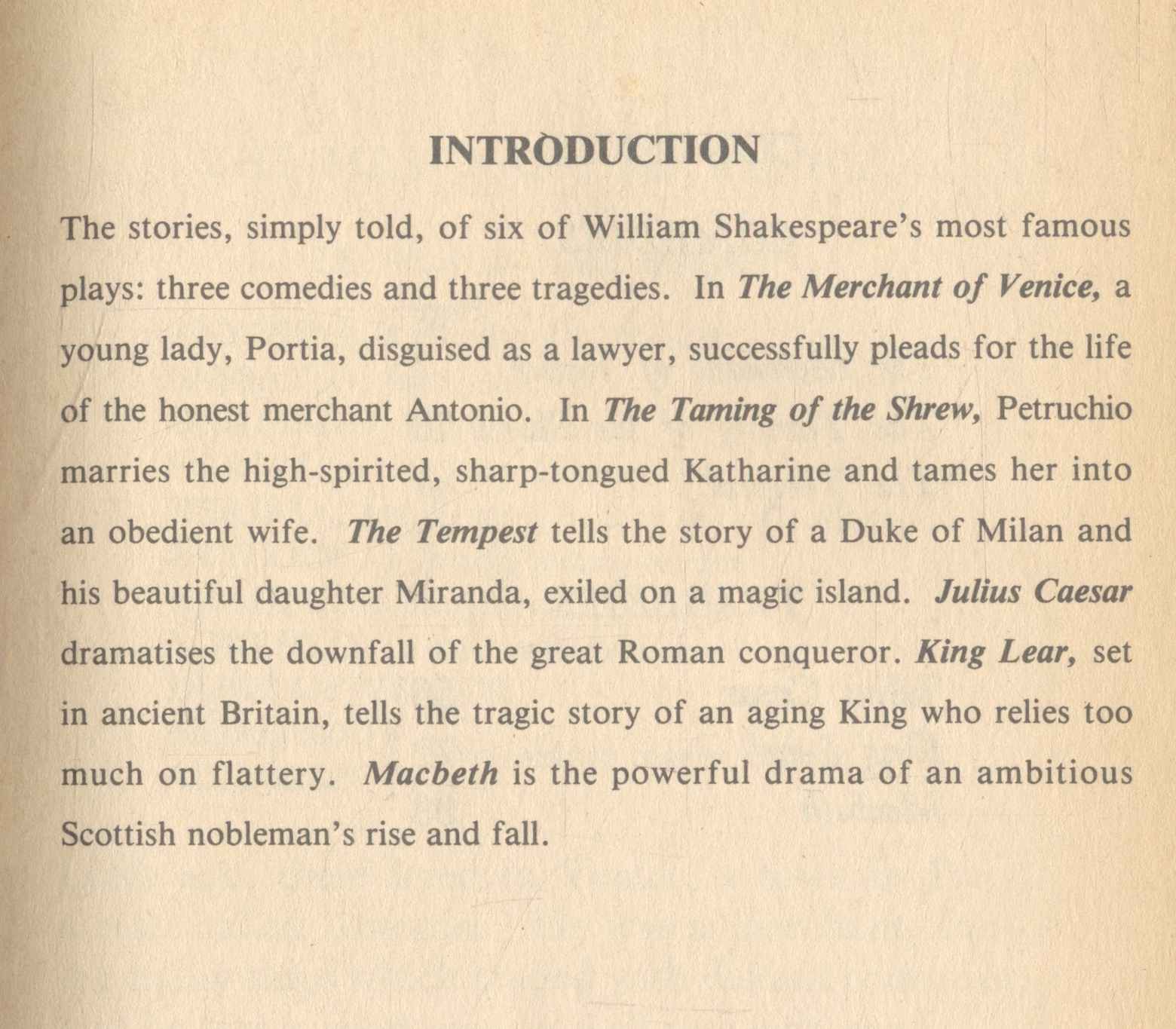 SIX TALES FROM SHAKESPEARE