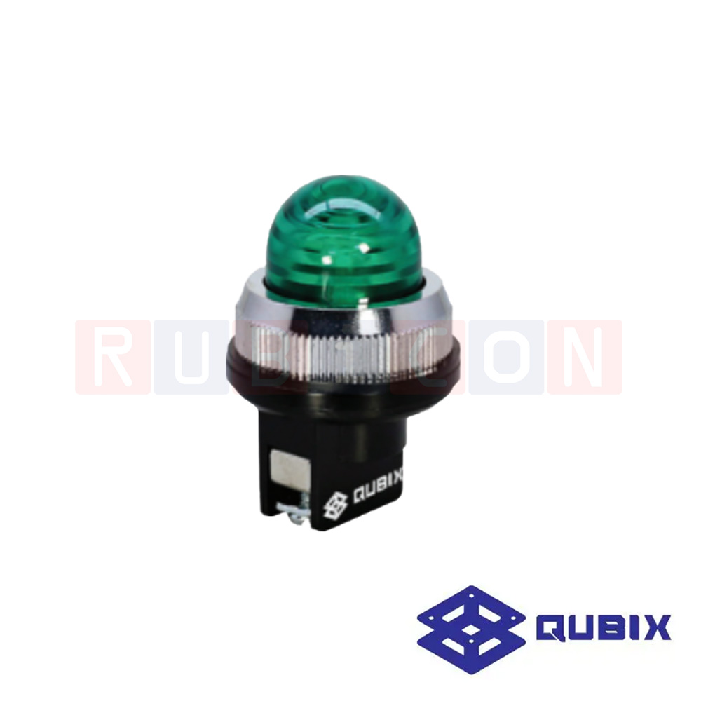 QUBIX CPNR-302G ไพล็อตแล้มป์ แบบต่อตรง Ø30 mm. 3 จังหวะ สีเขียว (GREEN) LED 220VAC (PILOT LAMPS : Ø30 mm.)