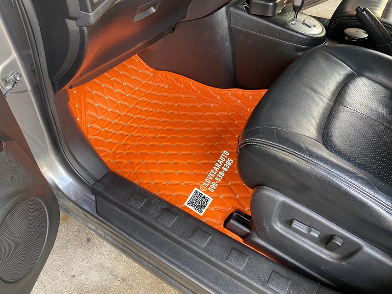 พรมปูพื้นรถยนต์ 6D Nissan x-trail 2012 พรมvvip สีส้มด้ายทอง + ท้าย