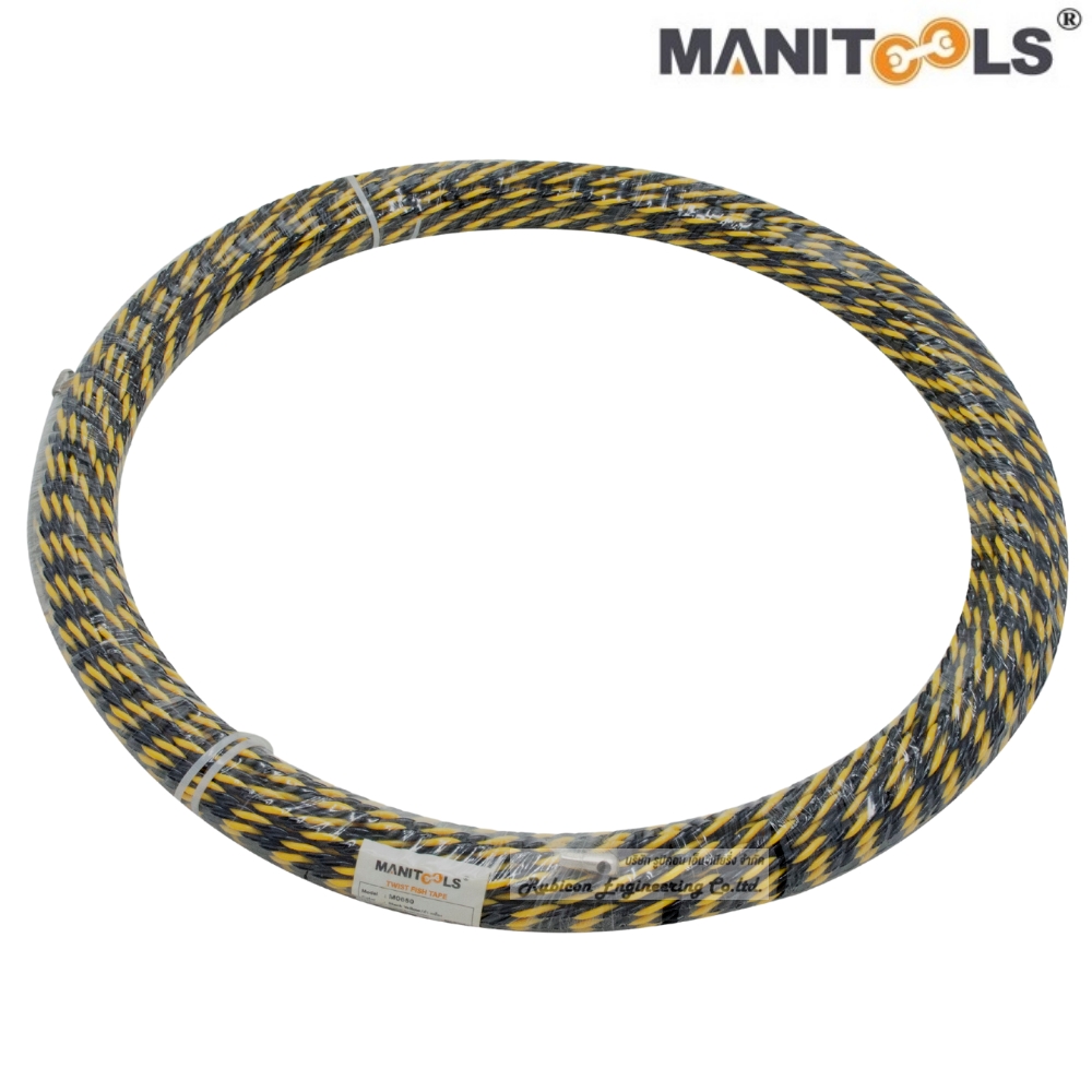 "MANITOOLS" M0650 ฟิชเทปไนล่อนตีเกลียว 50 เมตร สีดำ-เหลือง Size Dia 6 mm. Length 15m. (Twist Fish Tape)