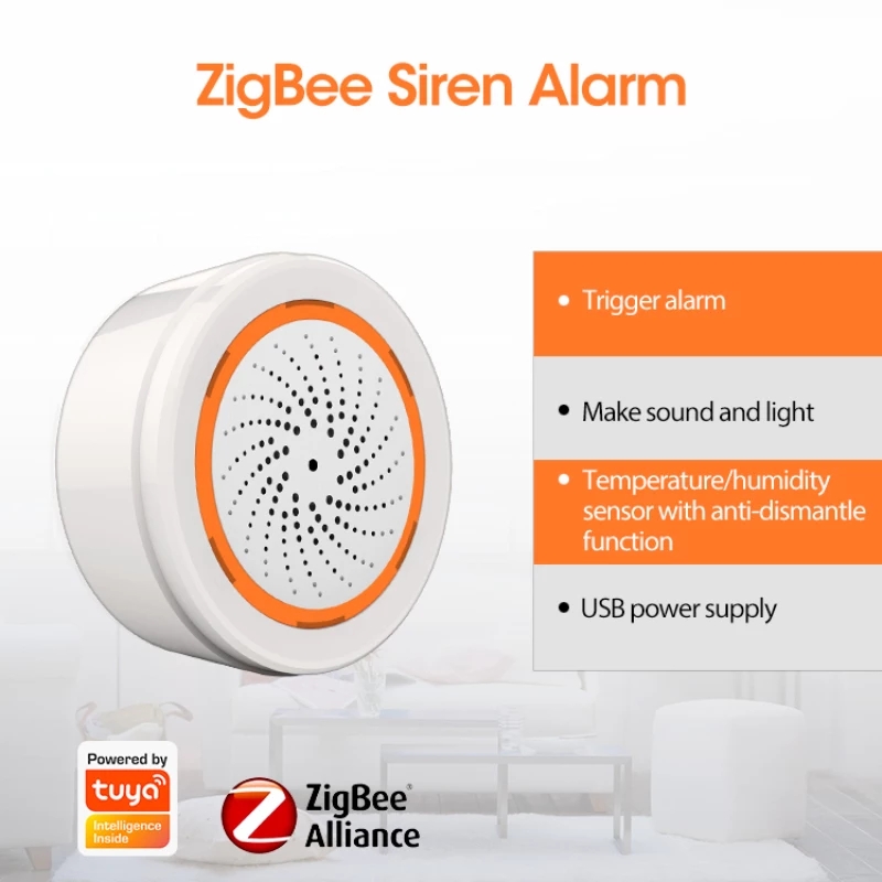 Smarthome Zigbee Siren Alarm 3in1 Security อุปกรณ์รักษาความปลอดภัยครบวงจรไร้สาย (แบบแยกชิ้น) สั่งงานผ่านแอพ