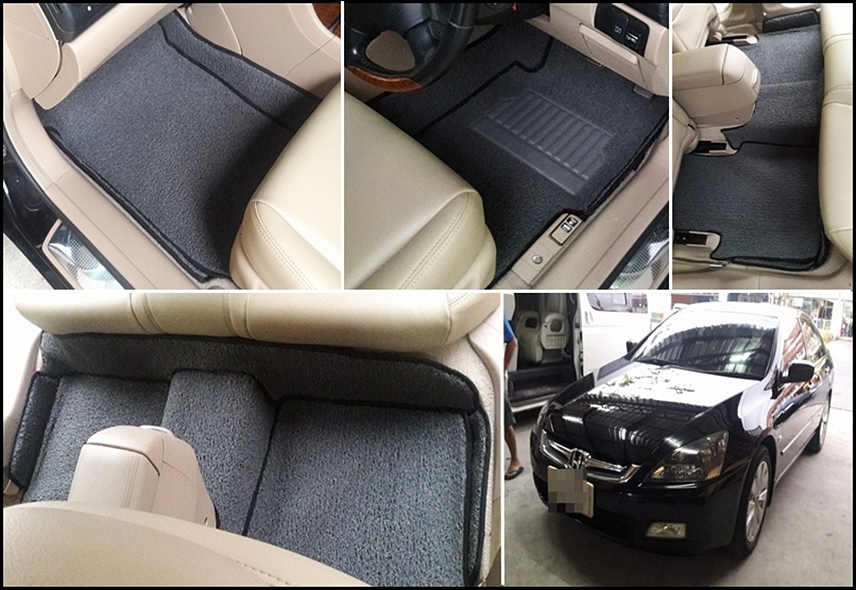 พรมปูพื้นรถยนต์ Honda Accord ปลาวาฬ ไวนิลสีเทาขอบดำ