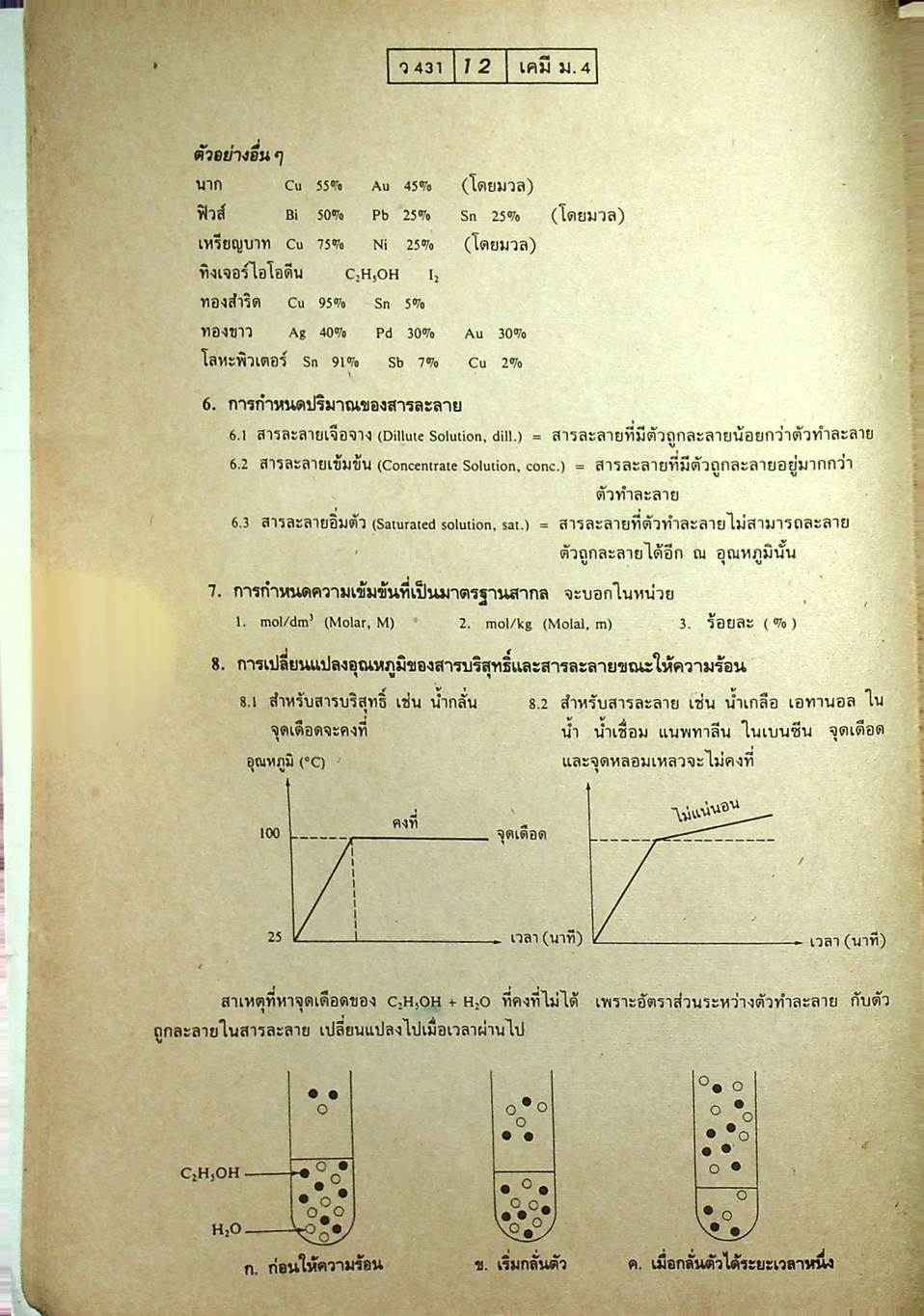 เฉลย แบบฝึกการเรียนและเสริมประสบการณ์ เคมี มัธยม 4 เล่ม 1 ว 431