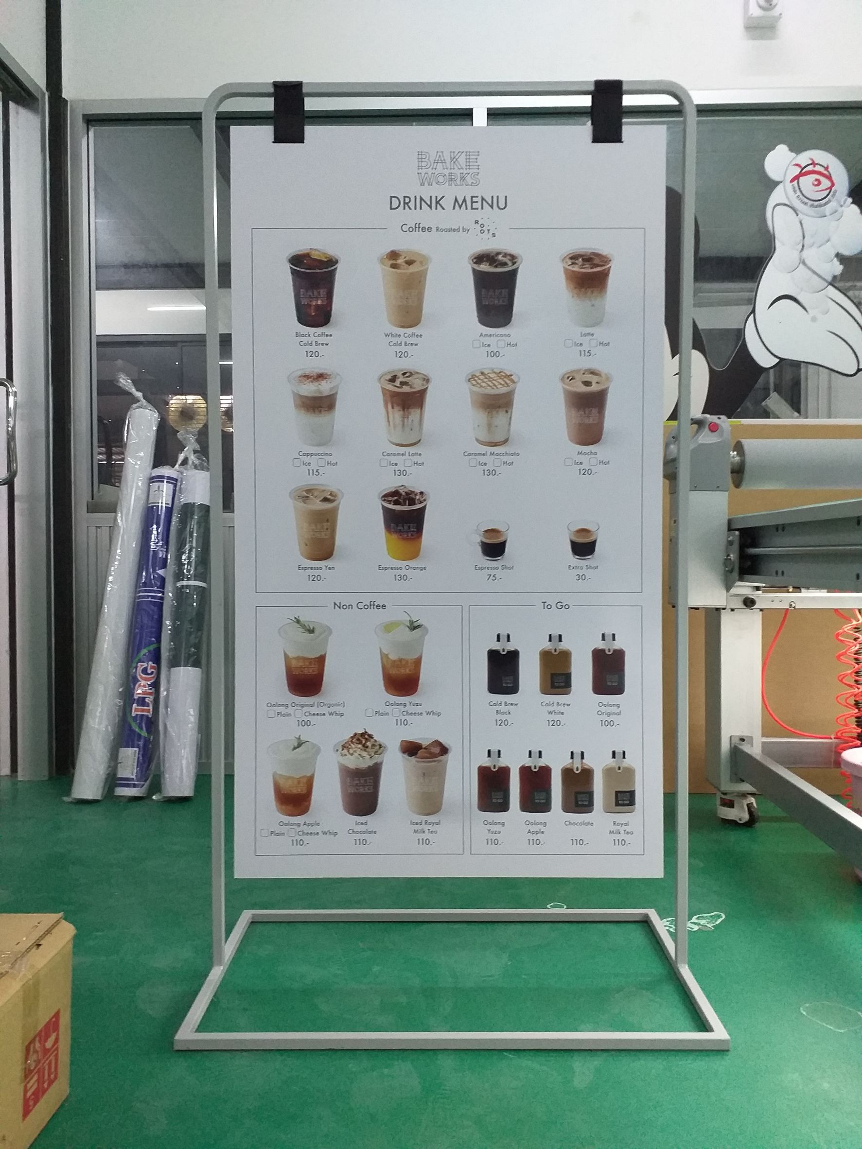ป้ายโครงเหล็กสแตนตั้ง งานBAKE WORKS