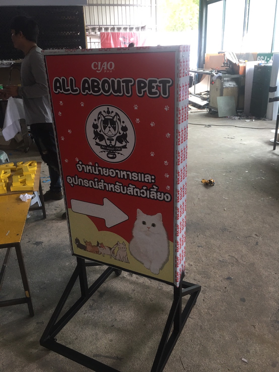 ป้ายตู้ไฟอลูมิเนียมตั้งหน้าร้าน งาน ALL ABOUT PET