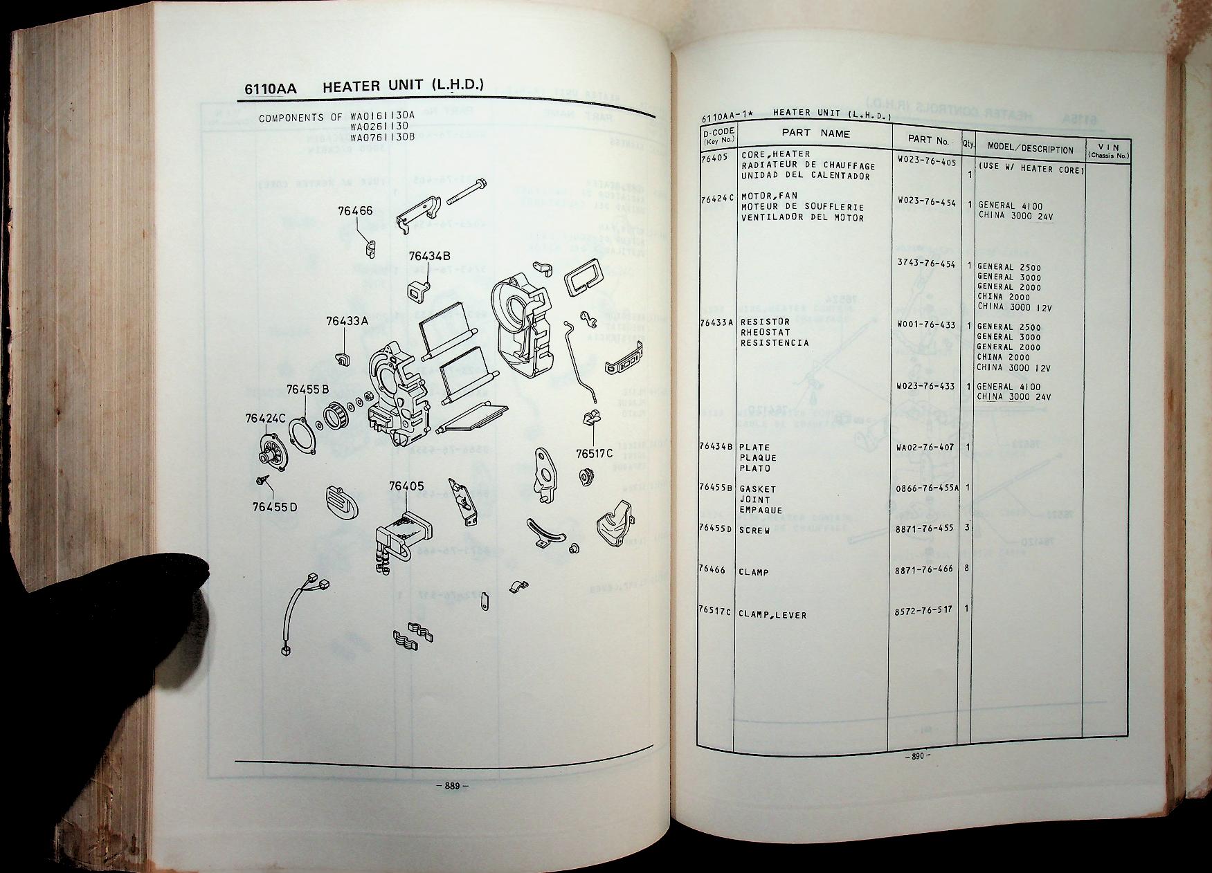 Parts Catalog Mazda T2000, T2500, T3000, T4100 (GENERAL) ('81)