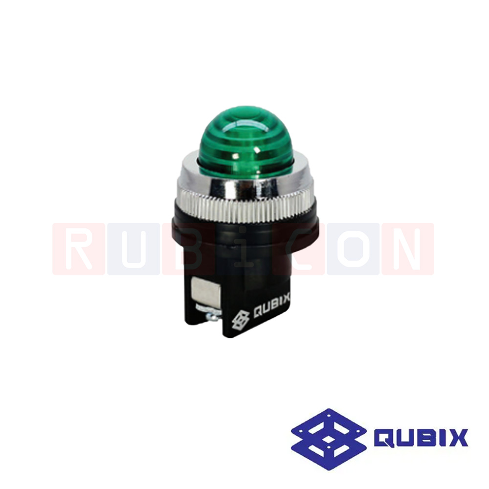 QUBIX CPNR-252G ไพล็อตแล้มป์แบบต่อตรง Ø25 mm. LED 220Vac สีเขียว (GREEN) (PILOT LAMPS : Ø25 MM.)