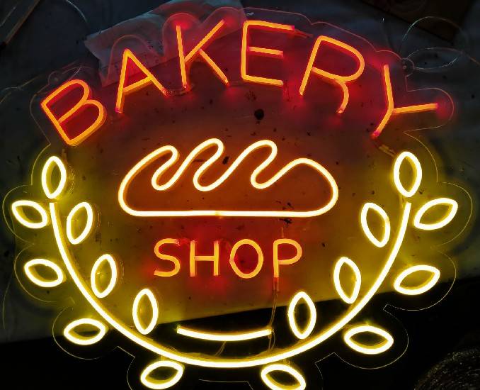 ป้ายไฟนีออนเฟล็คแอลอีดีบอลลูน งานBAKERY SHOP สีแดง
