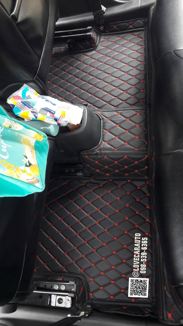 พรมปูพื้นรถยนต์ 6D Mg3 2018 ดำด้ายแดง