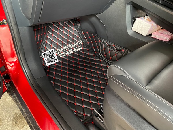 พรมปูพื้นรถยนต์ 6D MG VS Hev 2022 สีดำด้ายแดง +แผ่นท้าย