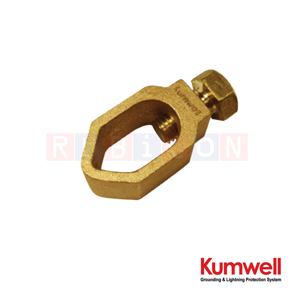 KUMWELL GXC 127-50 แคล้มหัวใจ แคล้มป์จับแท่งกราวด์-สายเคเบิ้ล (Rod to Cable Clamp) Rod Dia. 1/2′(127 mm), Cable Size 16-50 mm2