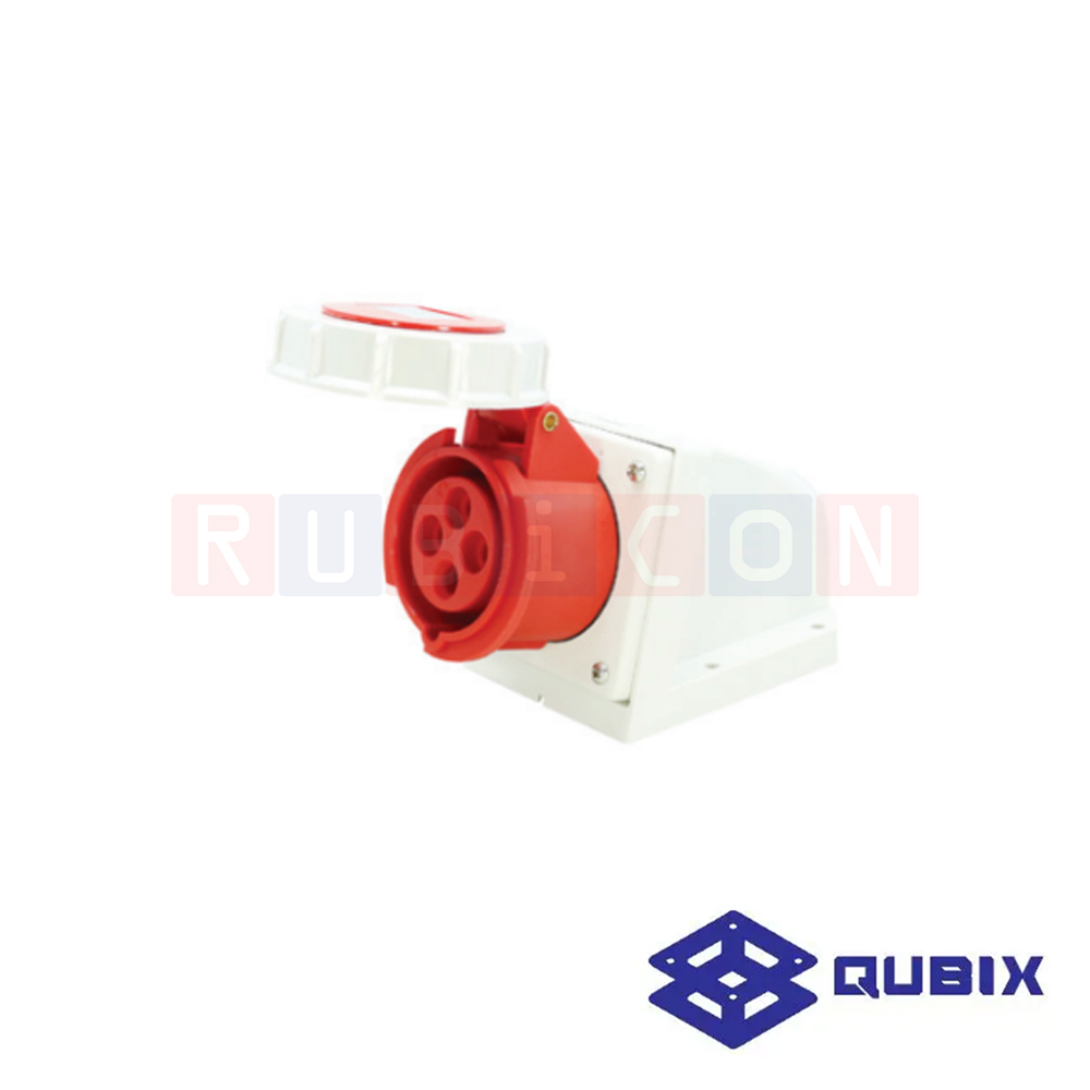 QUBIX AJ-1142 ปลั๊กพาวเวอร์ตัวเมียติดลอยกันน้ำ 4 ขา 3P+E 16A 380-415V 6H IP67