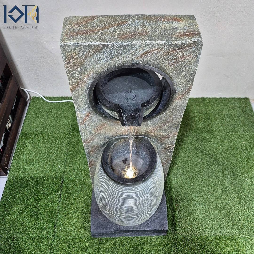 น้ำพุตั้งพื้นแต่งบ้าน รหัส2212 อ่างน้ำล้นน้ำตกจำลองวางหน้าบ้านจัดสวน น้ำพุุเสริมฮวงจุ้ยบ้านสิริมงคล ของขวัญ