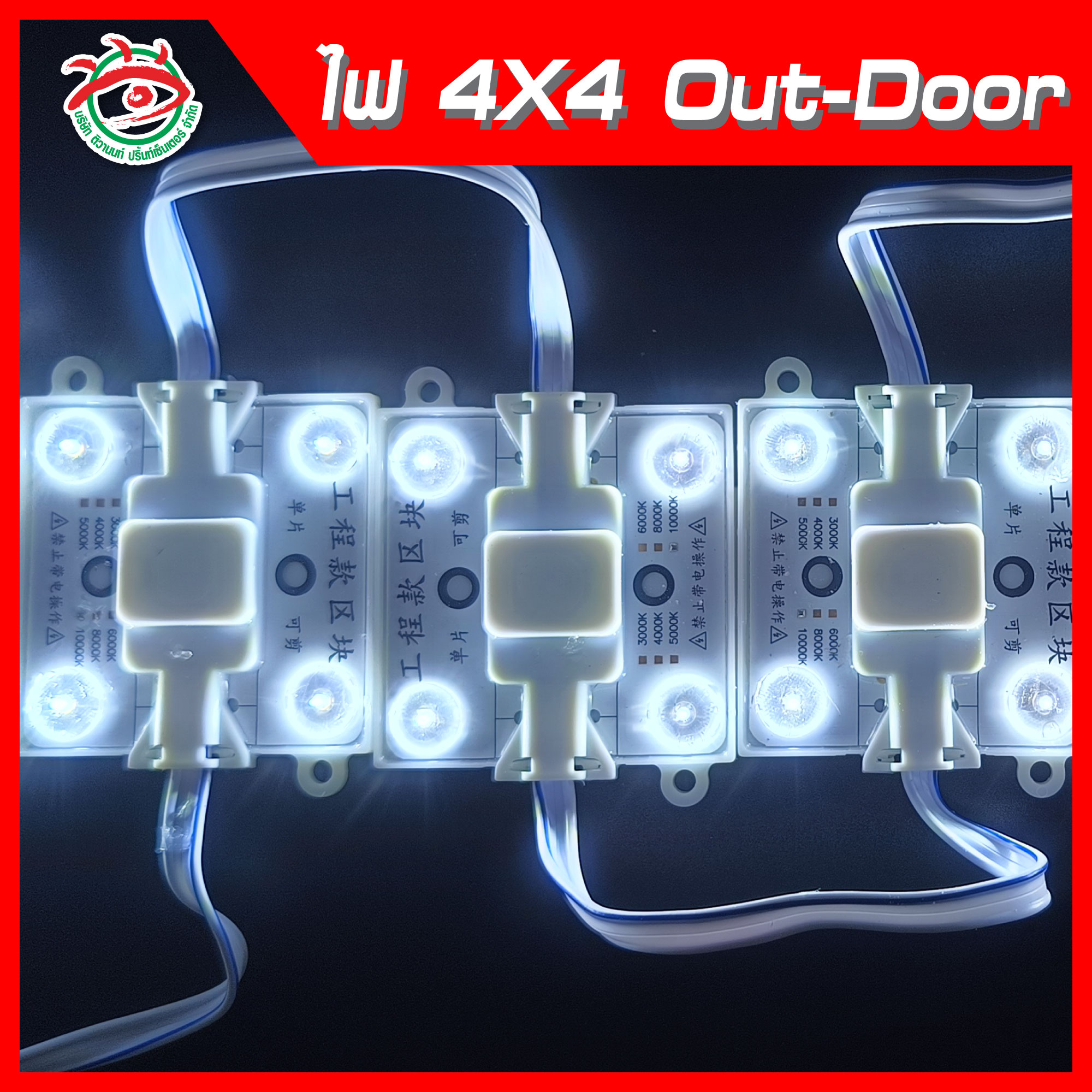 ไฟLED 4x4 Out-Door ต่อไฟบ้าน AC220V 10,000K สีขาว แบบกันน้ำ