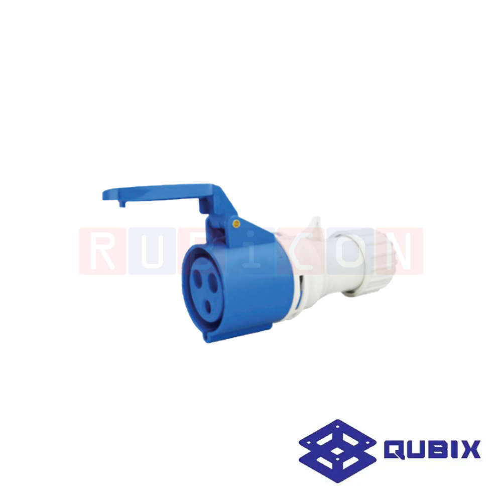 QUBIX AJ-C223 ปลั๊กพาวเวอร์ตัวเมียกลางทาง 3 ขา 2P+E 32A 220-240V 6H IP44