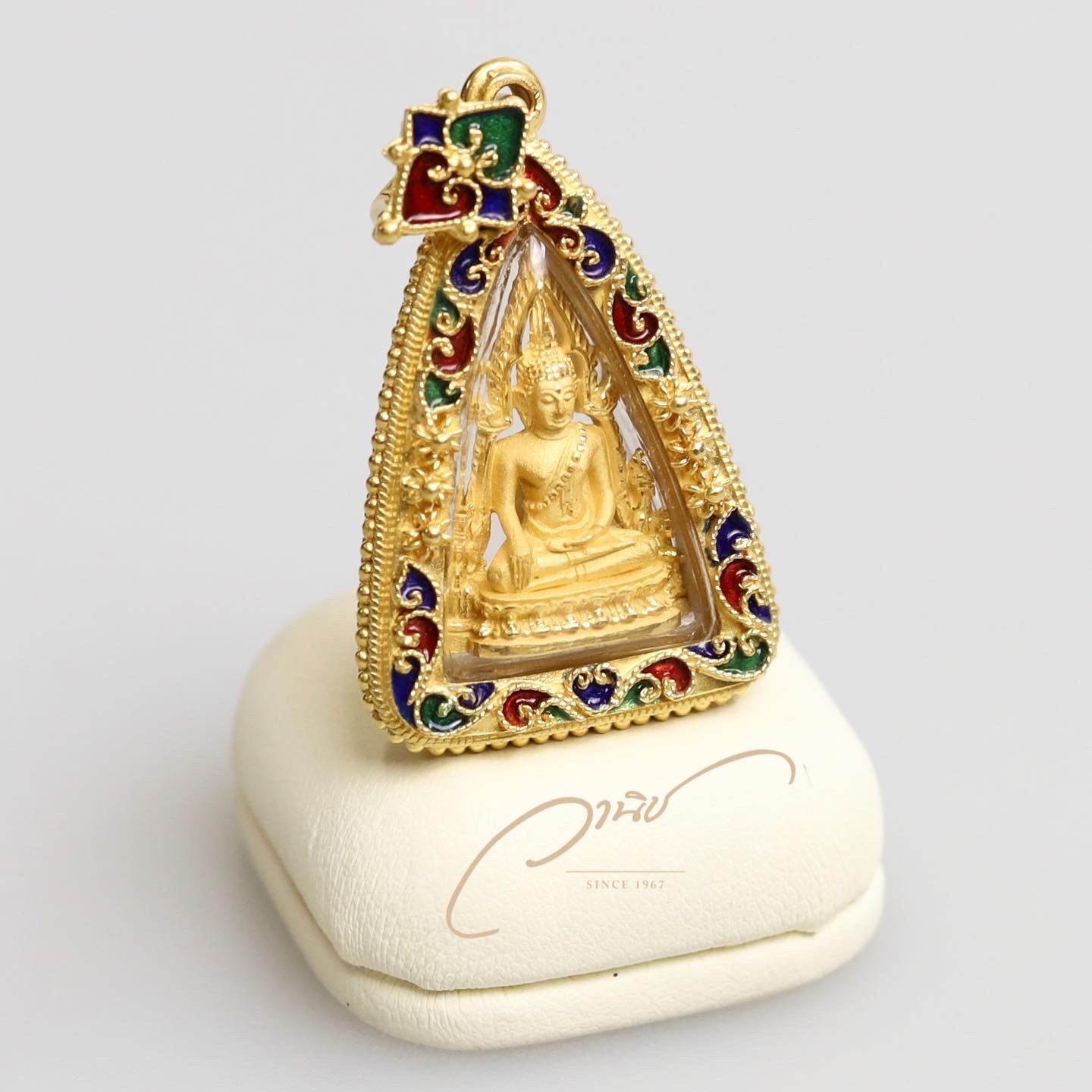 พระพุทธชินราช เนื้อทองคำ 99.99% รุ่นมหาลาภ ปี2540 เลี่ยมกรอบทองลงยางานพรีเมี่ยม #ใต้องค์พระตอกหมายเลข ๗๒๖