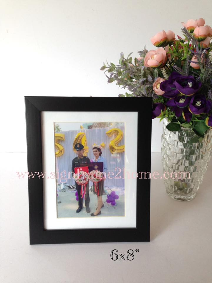 กรอบรูปลายไม้ดำเรียบโมเดิลหน้า1" พร้อมใส่โฟโตเม้า ขนาด 8x6"