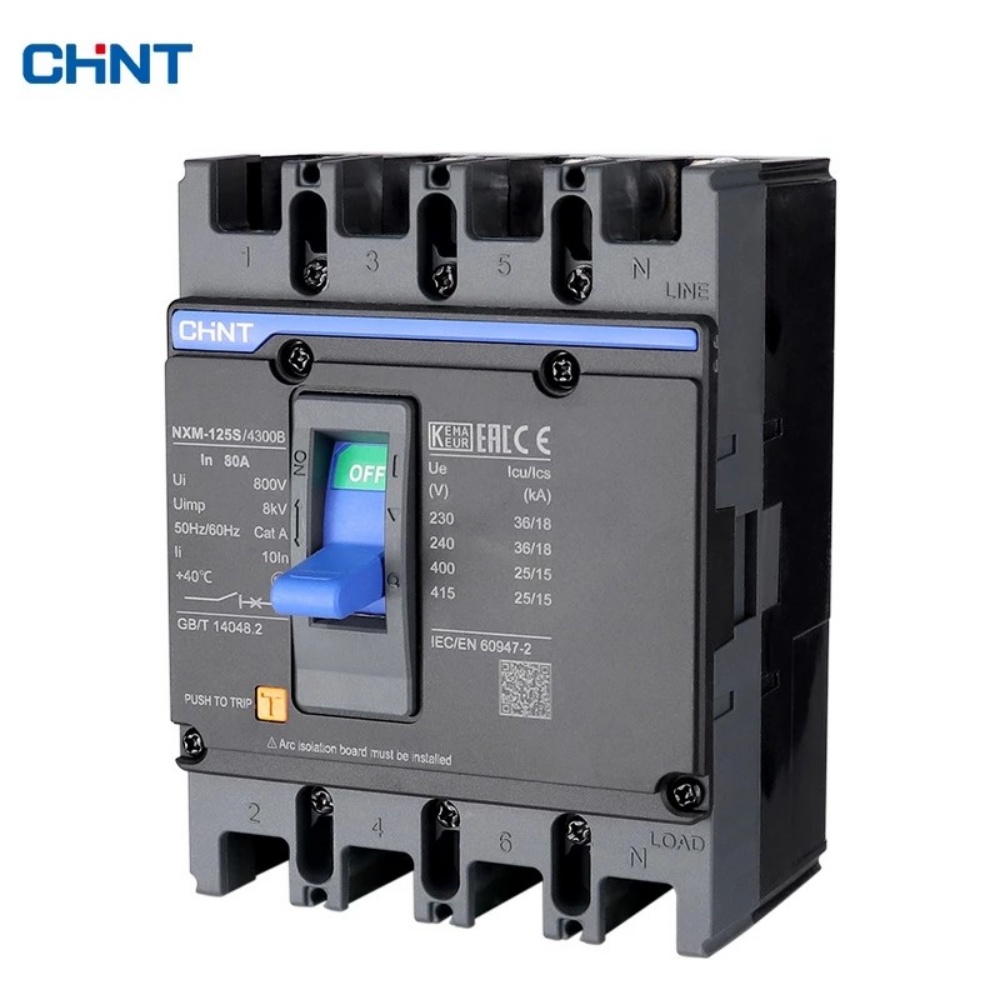 "CHINT" NXM-125S/4300B 100A 4P 25KA MCCB โมลเคสเซอร์กิตเบรกเกอร์ อุปกรณ์ควบคุม เบรกเกอร์ตัดไฟ