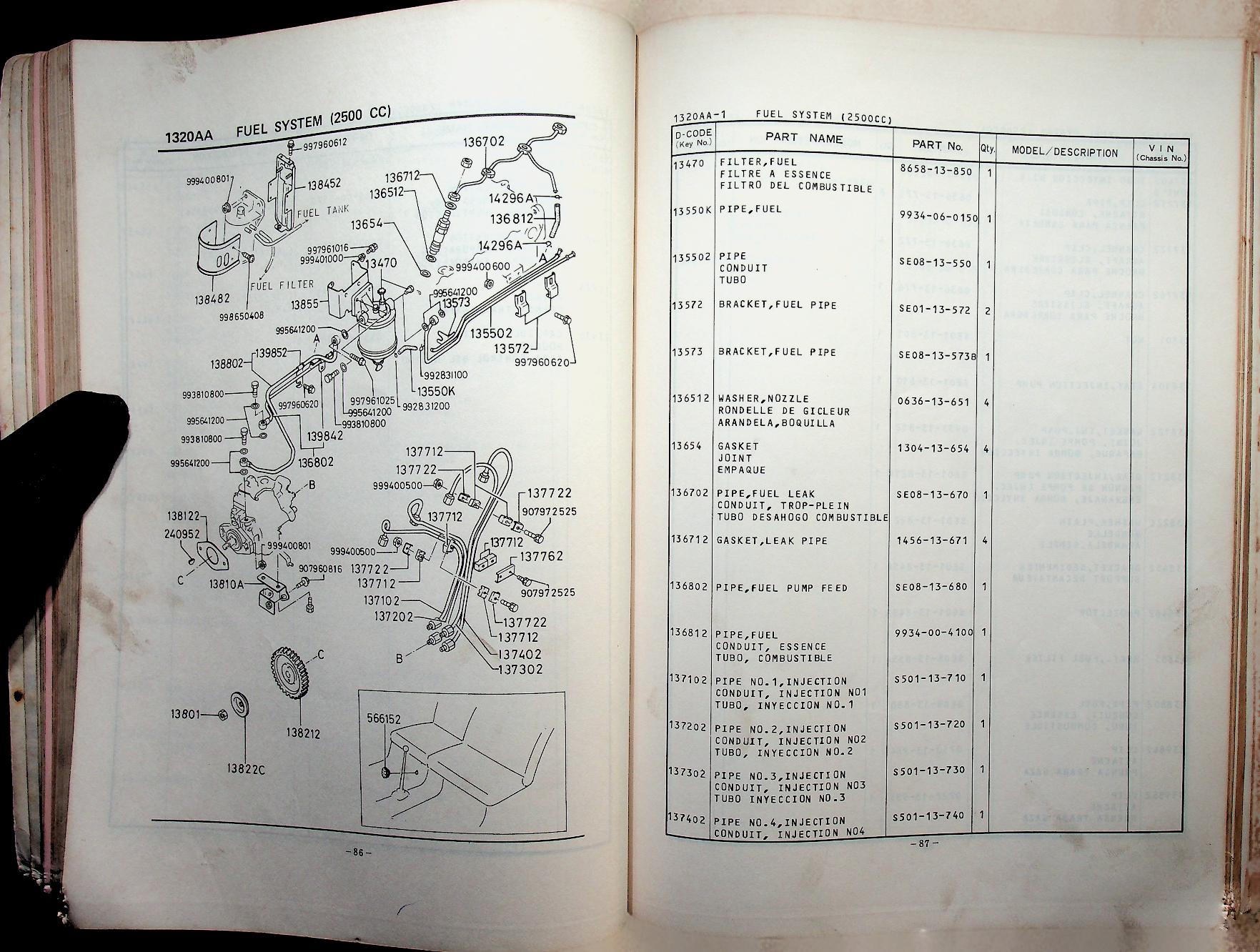 Parts Catalog Mazda T2000, T2500, T3000, T4100 (GENERAL) ('81)