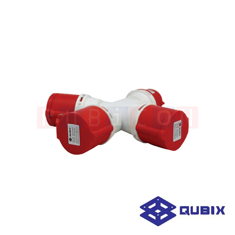 QUBIX AJ-S1014 ปลั๊กพาวเวอร์เต้ารับสามทาง 4 ขา 3P+E 16A 380-415V 6H IP44