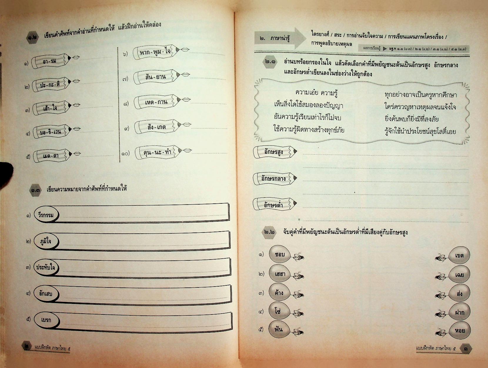 แบบฝึกหัด สาระการเรียนรู้พื้นฐาน กลุ่มสาระการเรียนรู้ ภาษาไทย ป.๕ ช่วงชั้นที่ ๒