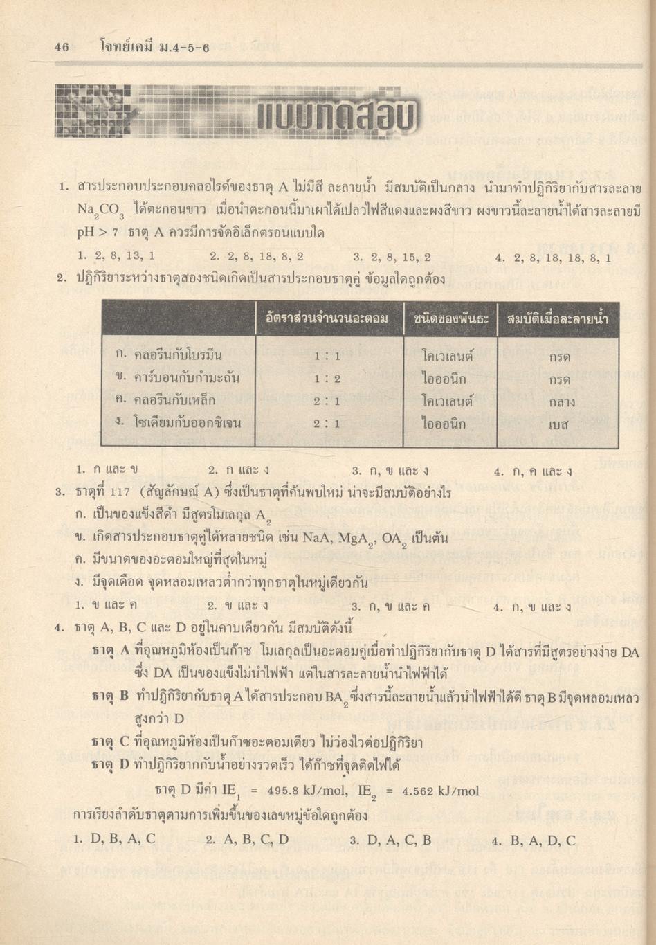 โจทย์เคมี ม.4-5-6