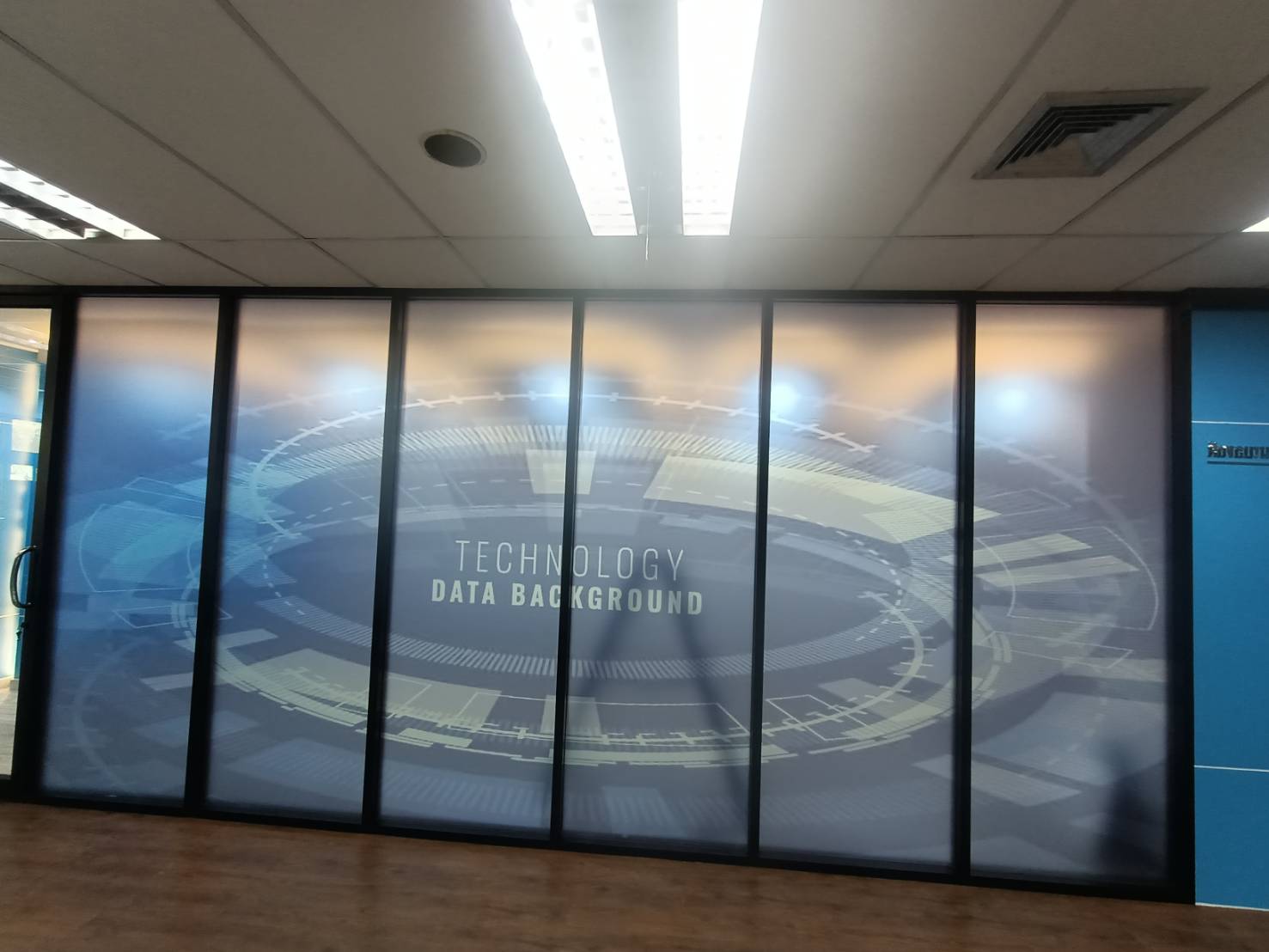 ป้ายสติ๊กเกอร์ติดกระจก งาน TECHNOLOGY DATA BACKGROUND