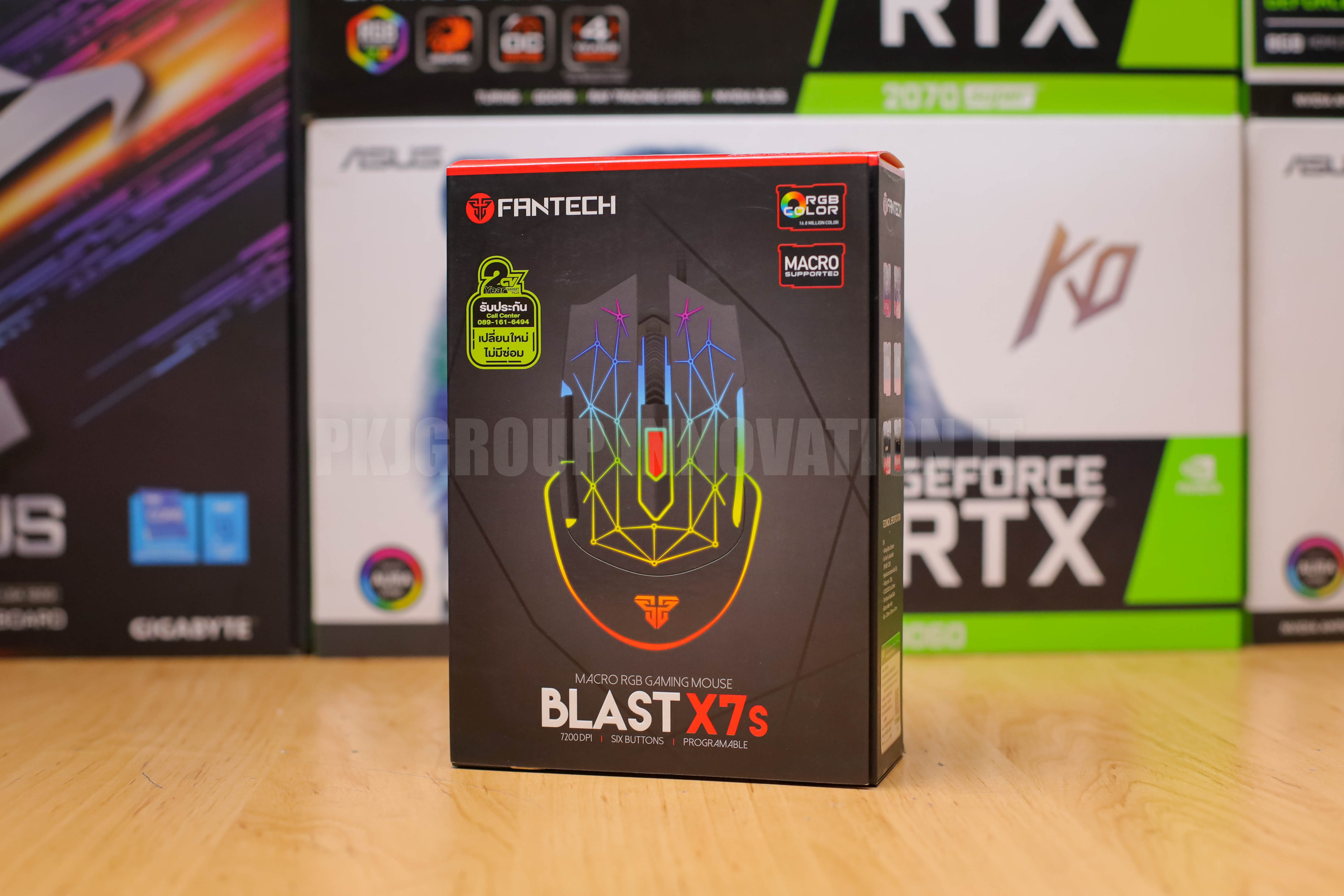 เมาส์เกมมิ่ง FANTECH Blast X7s black เมาส์เล่นเกมมีไฟ RGB มีปุ่ม 6 ปุ่ม