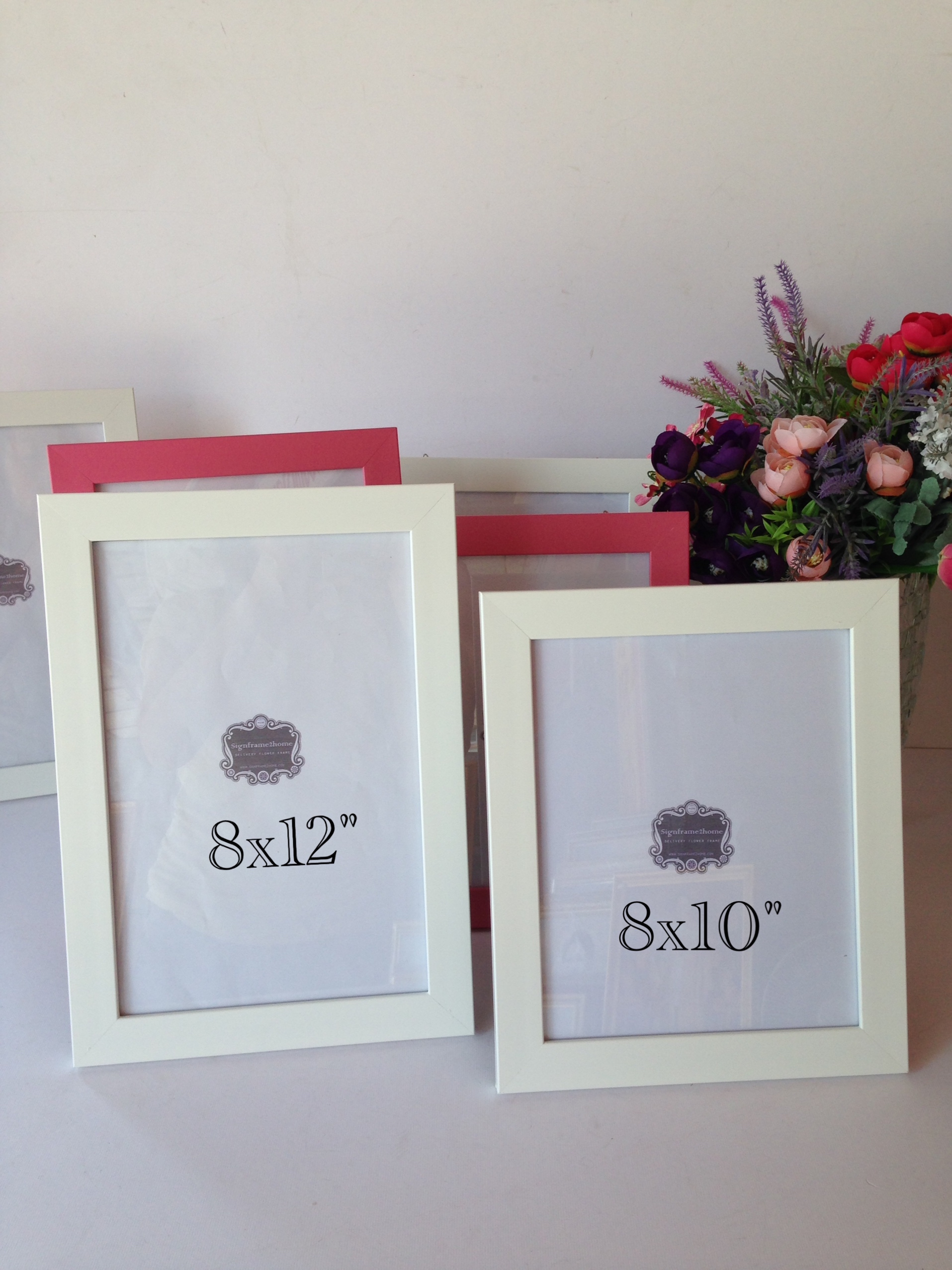 กรอบสีขาวเรียบ ขนาด 8x12