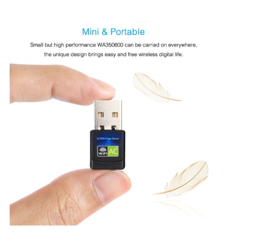 600 Mbps ตัวรับสัญญาณ WiFi USB Adapter ไม่ต้องติดตั้งไดร์เวอร์ Free Driver
