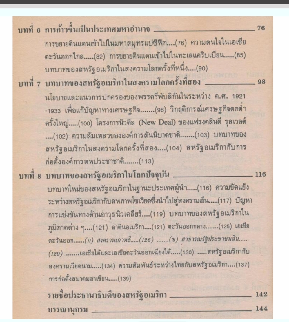 หนังสือเรียนสังคมศึกษารายวิชา ส.๐๒๖ ประวัติศาสตร์อเมริกา ระดับชั้นมัธยมศึกษาตอนปลาย หลักสูตรมัธยมศึกษาตอนปลายพุทธศักราช๒๕๒๔(ฉบับปรับปรุง พ.ศ.๒๕๓๓)