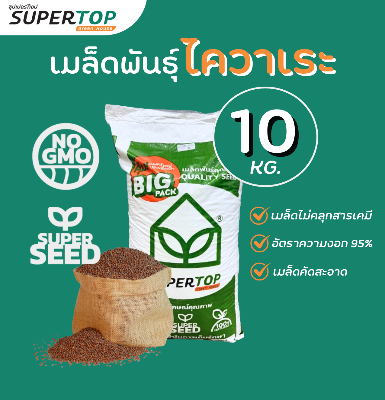 เมล็ดเพาะต้นอ่อน SUPERTOP | ยกกระสอบ 10 KG.