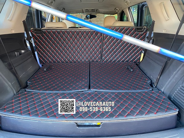 พรมรถยนต์ 6D lsuzu Mux 2014 ลายเคฟล่าสีดำด้ายแดง